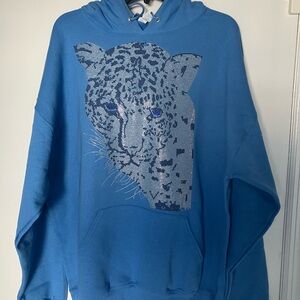 BIG & TALL Blue Leopard Graphic Hoodie NWT